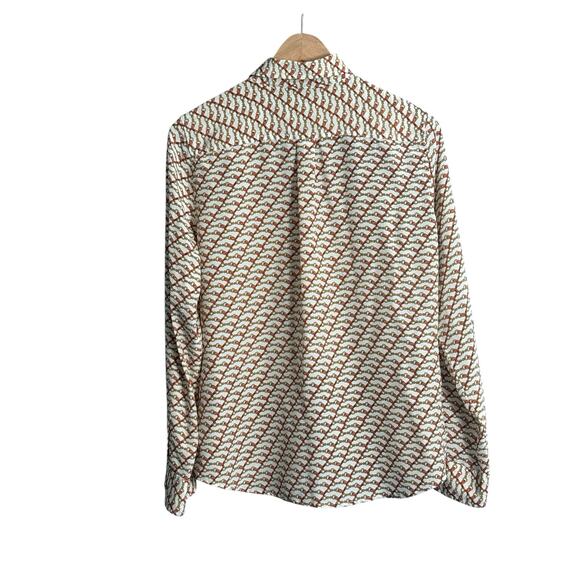 C Wonder 100%‎ Silk Chain Print Button-Down Shirt - Picture 4 of 4